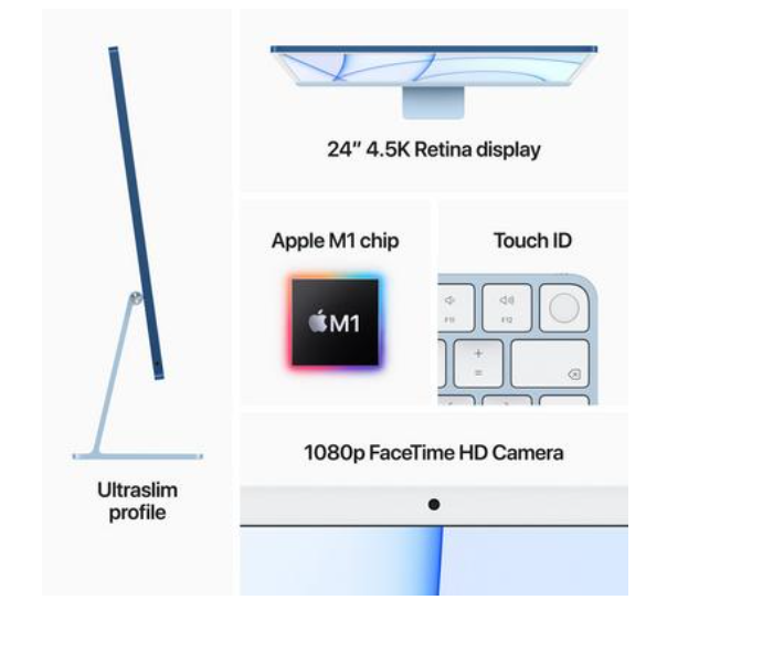 Apple iMac MGPC3 24 inch AIO 2021 Apple M1 Chip 8GB RAM 256GB macOS - Silver - Zoom Image 5