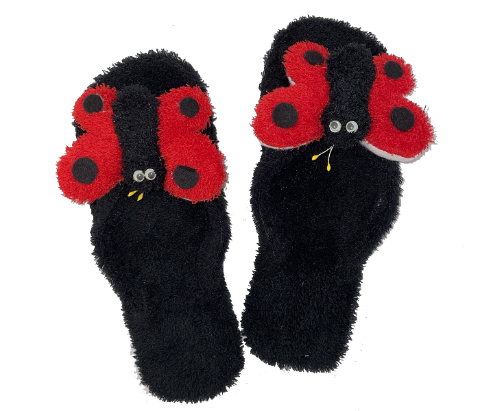 Casual LFV57 US 09 Daily Wear Soft Flat Home Slippers for Women - Black and Red - Zoom Image