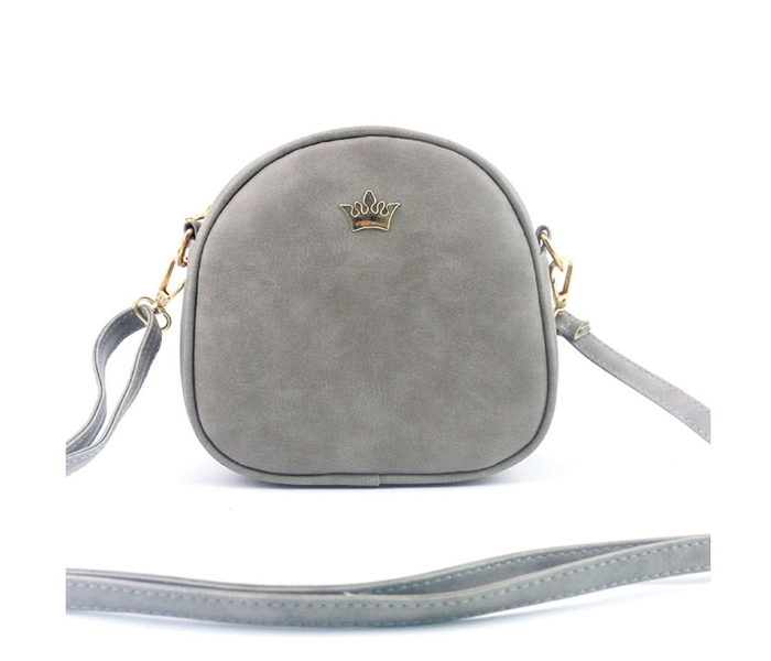 VW Trendz bag171103339 Small Crown Decorated Nubuck PU Shoulder Bag - Grey - Zoom Image