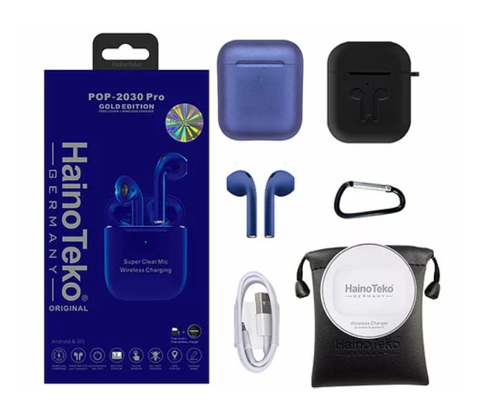 Haino Teko POP-2030 Pro Gold edition Bluetooth Airpod - Blue - Zoom Image 2