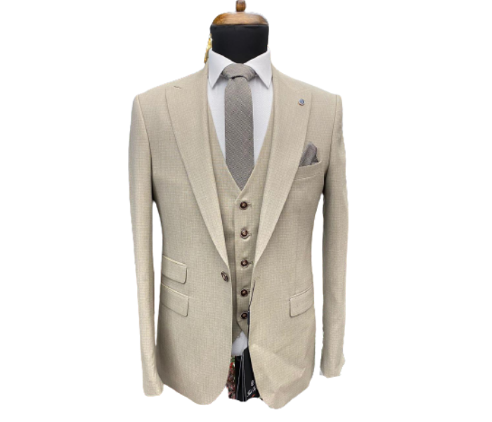 Fatih Zraiq Size 54 Trendy and Attractive Premium Quality 3 Pieces Suit for Men - Cream - Zoom Image