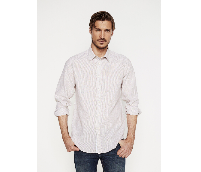 Springfield 099325552 Small Linen Shirt for Men - Beige - Zoom Image 3