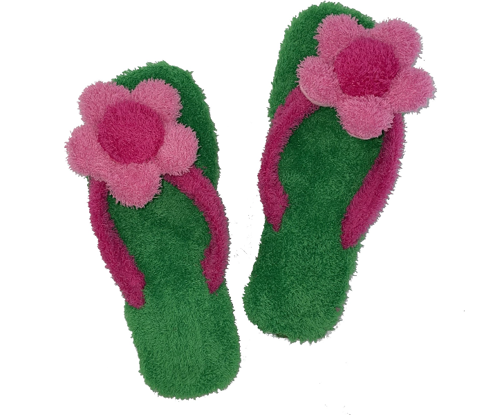 Casual LFV94 US 07 Flower Design Daily Wear Soft Flat Home Slippers for Women - Green - Zoom Image