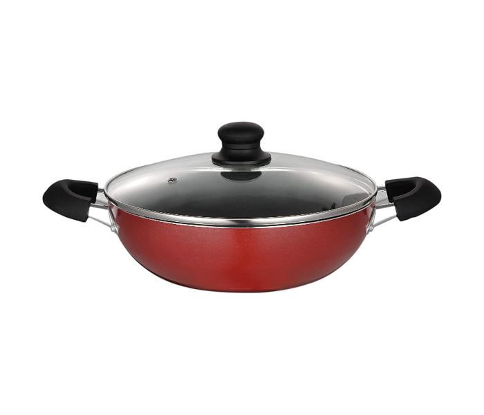 Homeway HW230 26cm Nonstick Wok With Lid - Red - Zoom Image