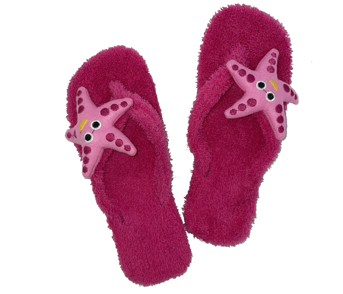 Casual LFV100 US 10 Starfish Design Daily Wear Soft Flat Home Slippers for Women - Dark Pink - Zoom Image