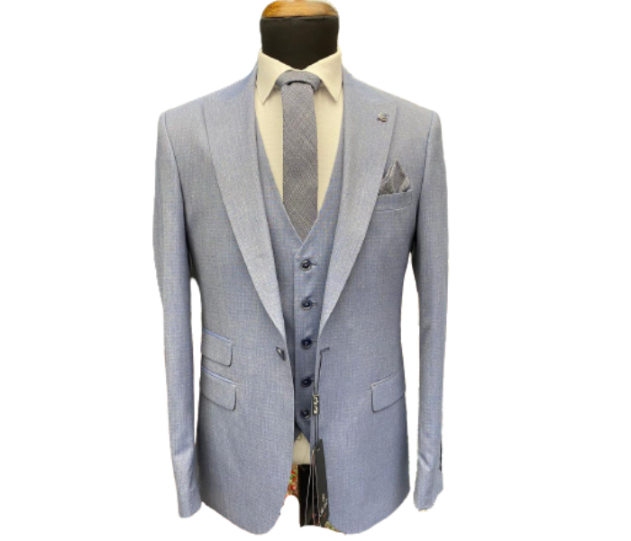 Fatih Zraiq Size 54 Attractive and Trendy Premium Quality 3 Pieces Suit for Men - Light Blue - Zoom Image