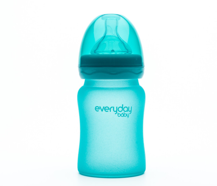 Everyday Baby 10203 150ml Glass Heat Sensing Baby Bottle - Turquoise - Zoom Image