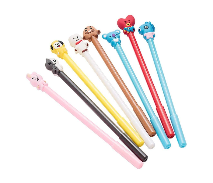 BTS BT21 Set of 8 Pieces Figure Black Ink Gel Pen - Zoom Image 1