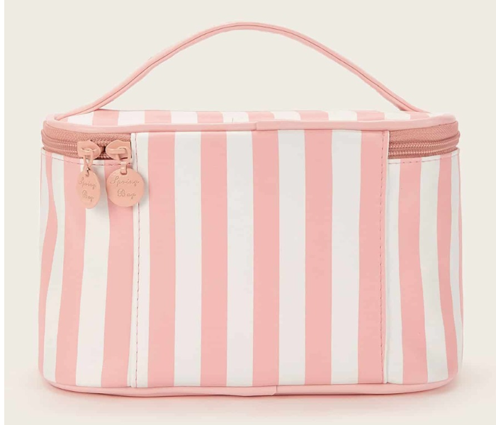 VW Trendz swmakeup03190425388 Striped Zipper Around Makeup Bag - Coral Pink - Zoom Image 2