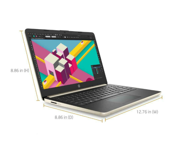 HP 14-DQ1038WM 14 inch HD Intel Core i3-1005G1 8GB RAM 256GB SSD Windows 10S - Pale Gold - Zoom Image 2