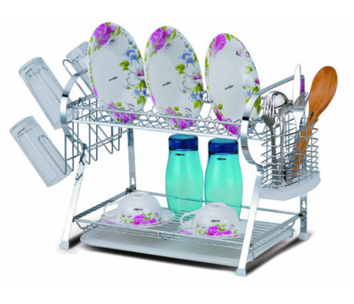 Homeway HW1177 2 Tier Dish Rack With Tray - Silver - Zoom Image