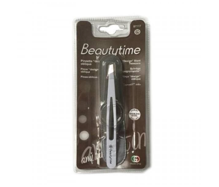 Beautytime BT117 Design Slant Tweezers - Silver - Zoom Image