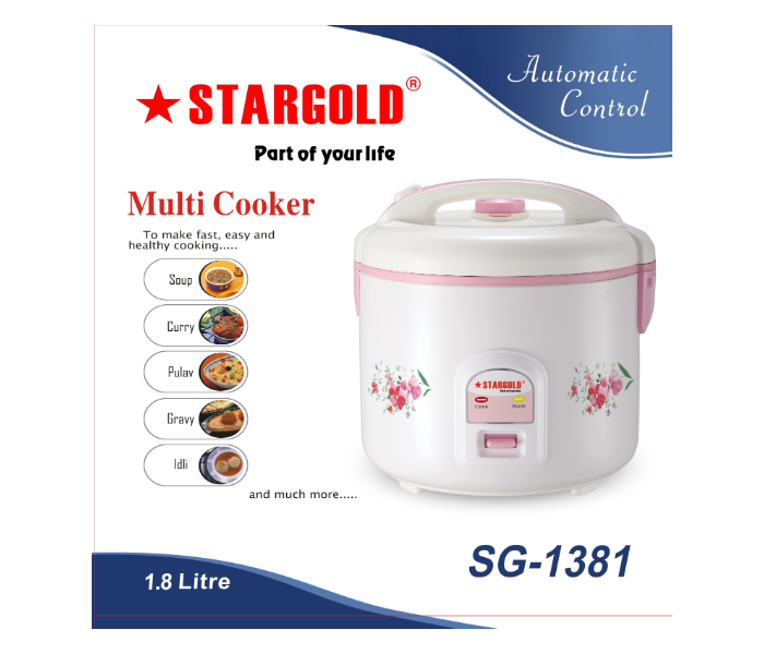 Stargold SG-1381 1.8L Multi Cooker - White and Pink - Zoom Image