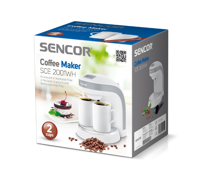 Sencor SCE 2001WH 350W Coffee Maker with 2 Nozzles - White and Grey - Zoom Image 3