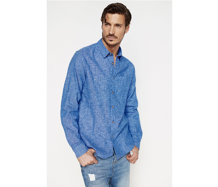 Springfield 099324710 Small Linen Shirt for Men - Navy - Zoom Image 1