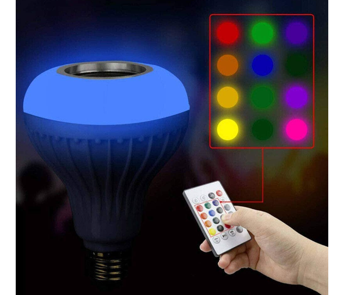 Stylish 12W Wireless Bluetooth Multicolor Smart LED Lamp Speaker with Remote Control - White - Zoom Image 4