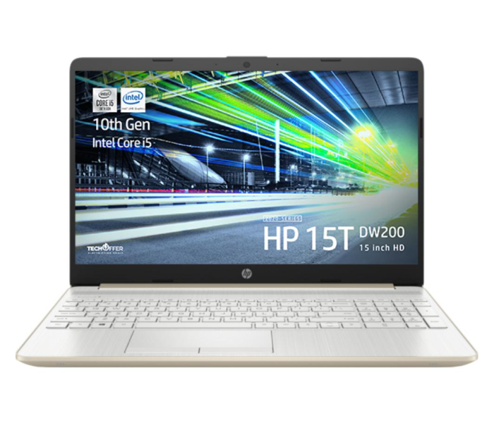 HP 15T-DW200 15.6 Inch HD Intel Core i5-1035G1 Processor 8GB RAM 256GB SSD Intel UHD Graphics Windows 10 - Pale Gold and Silver - Zoom Image 1