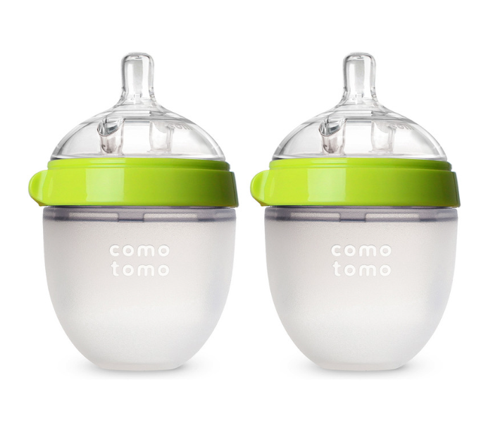 Comotomo EN 150TG 150ml Set of 2 Natural Feel Baby Bottle - Green and White, - Zoom Image