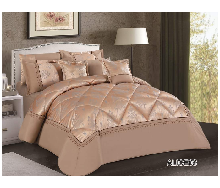 Stargold SG-CJL2001 Comforter Set Of 8 Pieces - Light Brown - Zoom Image