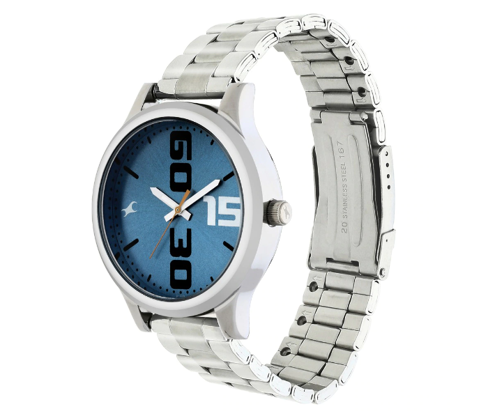 Fastrack 38051SM06 Bold Blue Dial Silver Stainless Steel Strap Watch for Men - Silver - Zoom Image 2