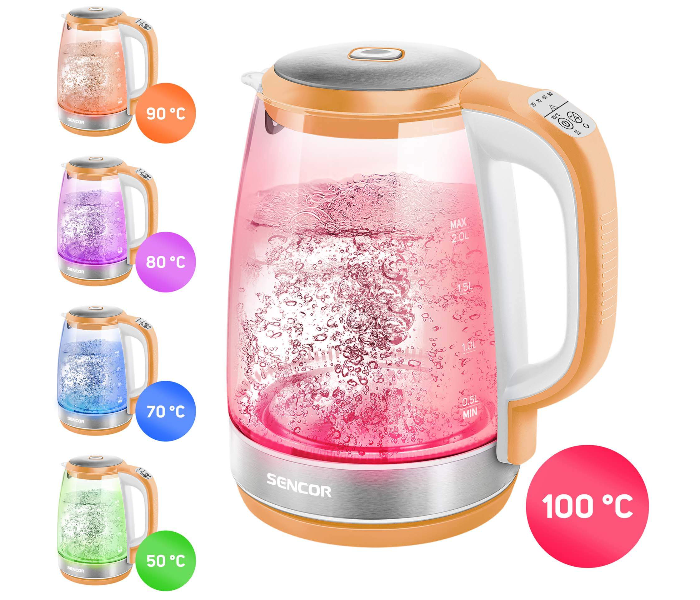 Sencor SWK 2193OR 2200W 2 Litre Glass Kettle - Orange - Zoom Image 2