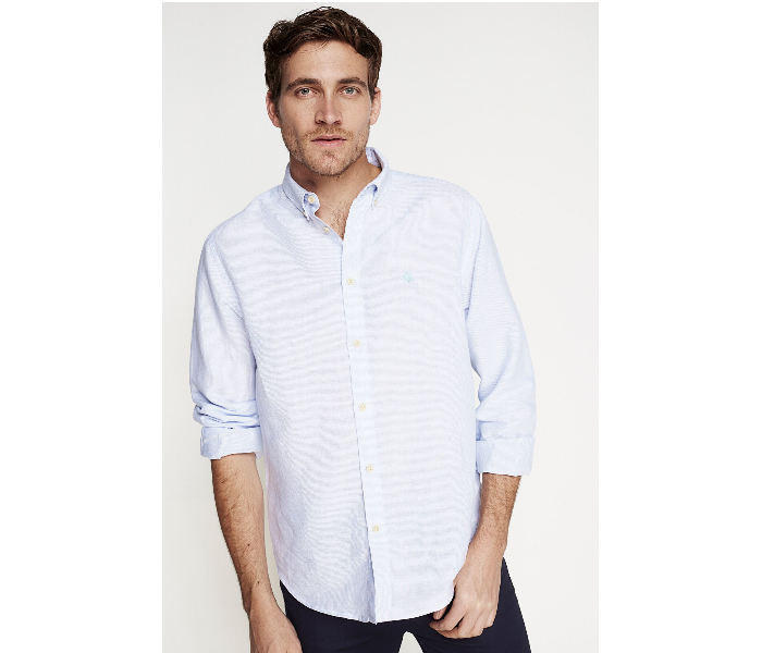 Springfield 099332813 XXL Linen Shirt for Men - Medium Blue - Zoom Image 3