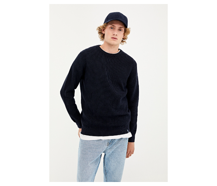 Springfield 003668411 Medium Basic Winter Knitwear for Men - Dark Blue - Zoom Image 1