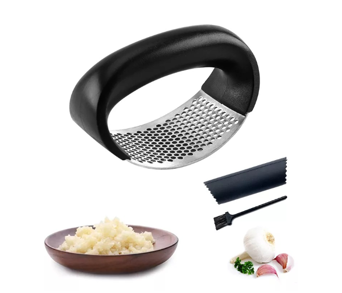 GTC Stainless Steel Garlic Press Crusher Squeezer Mincer Chopper - Black and Silver - Zoom Image 3