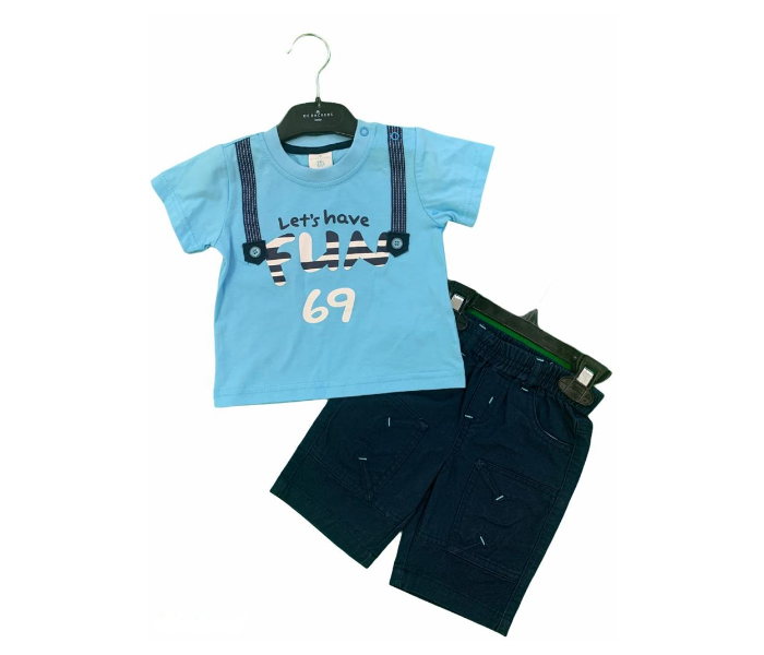 De Backers Tshirt and Shorts for 6 Months Boy baby - Blue - Zoom Image 1