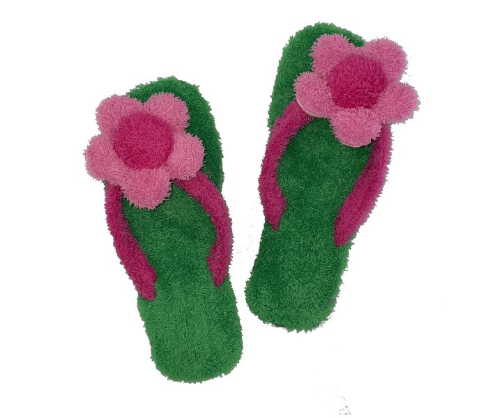 Casual LFV94 US 10 Flower Design Daily Wear Soft Flat Home Slippers for Women - Green - Zoom Image