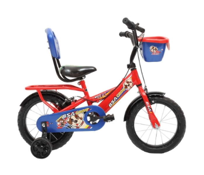 New Year Centre Woof 12 Bsa Bicycle With Support Wheel for Kids - Red and Blue - Zoom Image