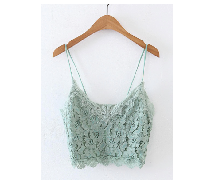 VW Trendz vest170519201 Medium Lace Crop Cami Top for Women - Green - Zoom Image