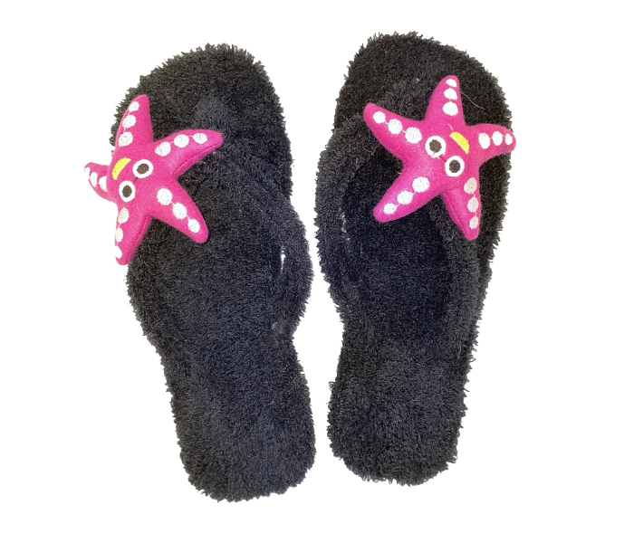 Casual LFV100 US 07 Starfish Design Daily Wear Soft Flat Home Slippers for Women - Black - Zoom Image