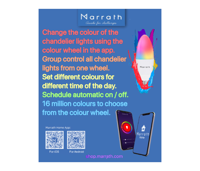 Marrath Smart Wi-Fi 16 Million Colour Rgbw E14 Candle Chandelier Light  - Zoom Image 5