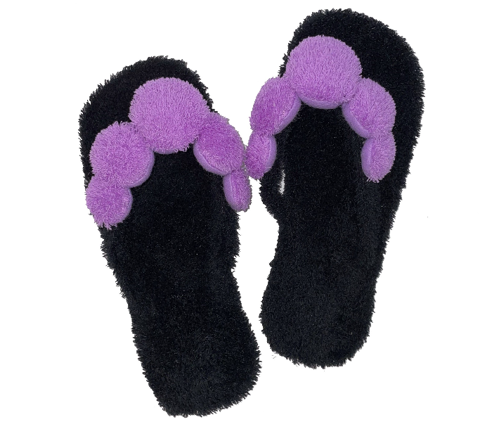 Casual LFV95 US 10 Design Daily Wear Soft Flat Home Slippers for Women - Black - Zoom Image