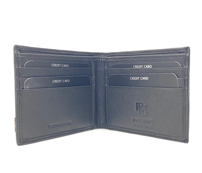 Philippe Morgan PM087 Men Leather Bifold Wallet - Black - Zoom Image 2