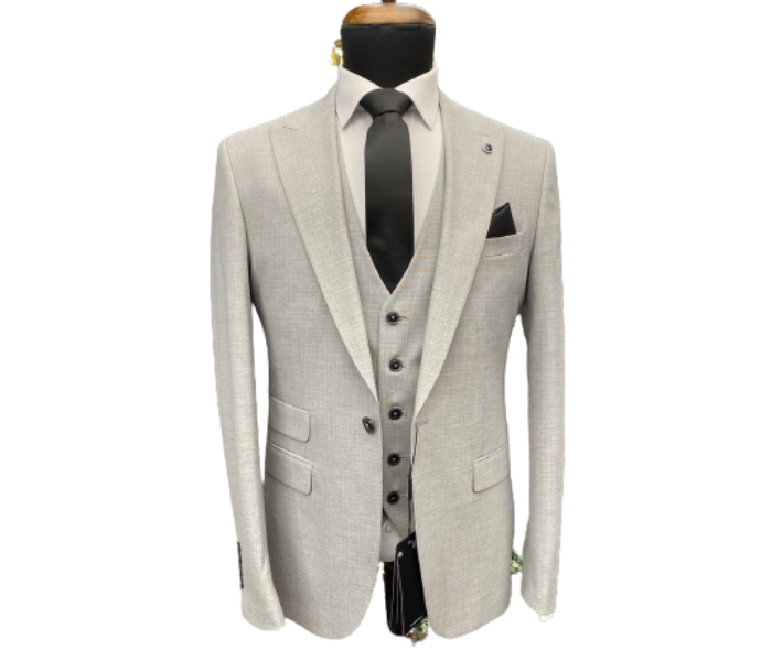 Fatih Zraiq Size 52 Attractive and Trendy Premium Quality 3 Pieces Suit for Men - Light Grey - Zoom Image