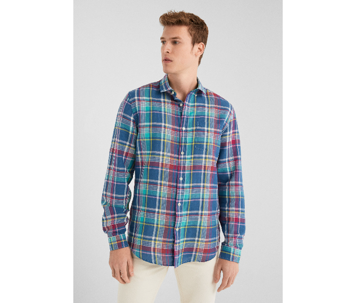 Springfield 099554188 XXXL Linen Shirt for Men - Turquoise - Zoom Image 3