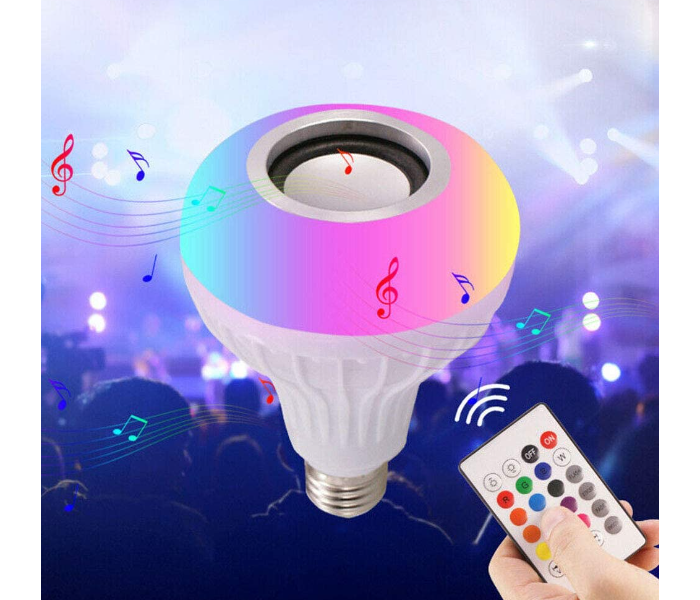 Stylish 12W Wireless Bluetooth Multicolor Smart LED Lamp Speaker with Remote Control - White - Zoom Image 3