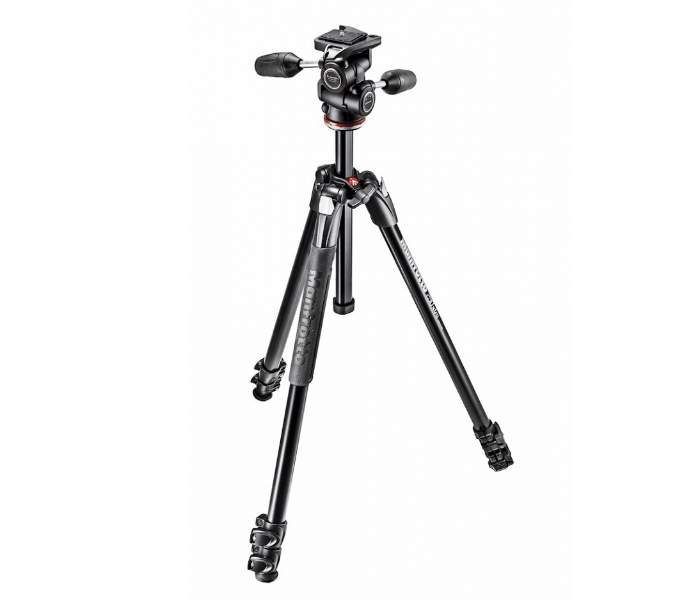 Manfrotto MK290XTA3-3W 290 Xtra Aluminium 3 Section Tripod Kit - Black - Zoom Image 1