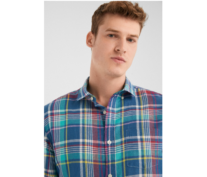 Springfield 099554188 Large Linen Shirt for Men - Turquoise - Zoom Image 2