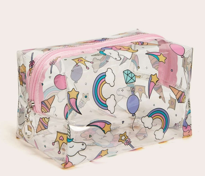 VW Trendz swmakeup03190620307 Rainbow and Horse Transparent Makeup Bag - White - Zoom Image 2