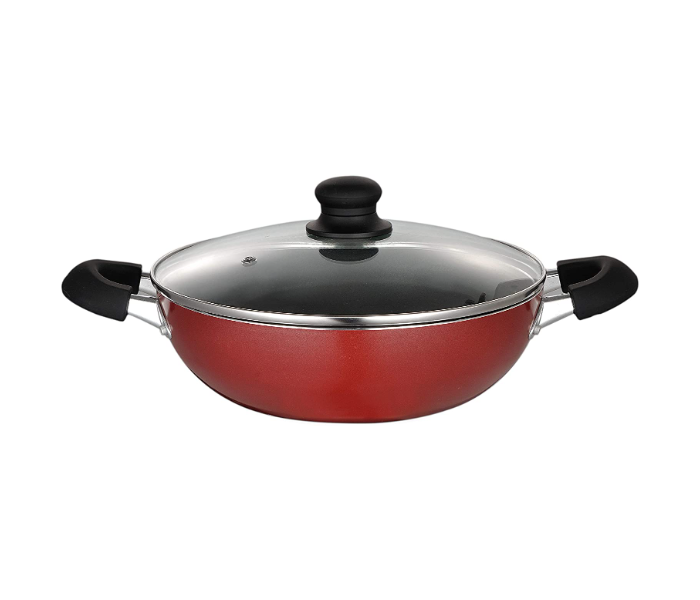 Homeway HW231 28cmNon Stick Wok With Lid - Red - Zoom Image