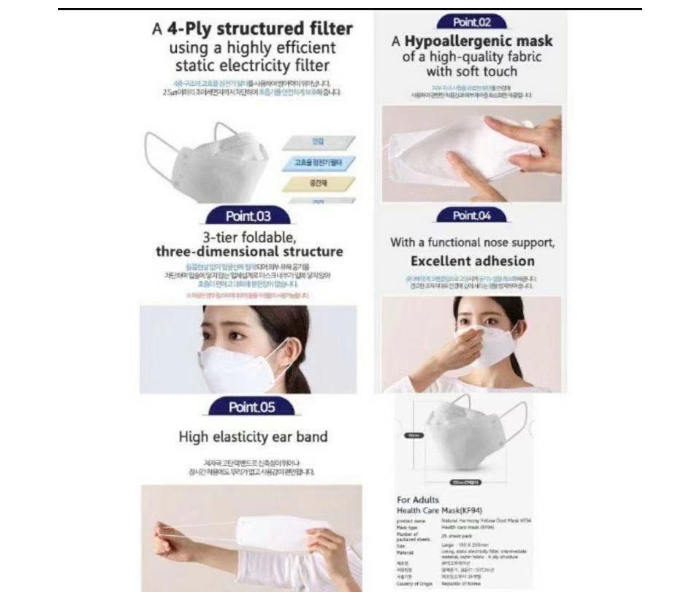 10PCS Mask KF94 Face Mask 3 Layer Non-woven Protection Filter 3D Anti Viral Mask Korean Style - White - Zoom Image 3