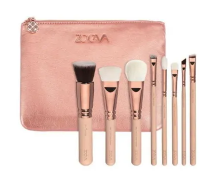 Volume 2 Luxury Makeup Brush Set of 8 Pieces With Pouch - Pink and Rosegold - Zoom Image 4