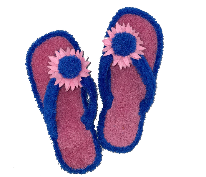 Casual LFV99 US 06 Flower Design Daily Wear Soft Flat Home Slippers for Women - Blue - Zoom Image