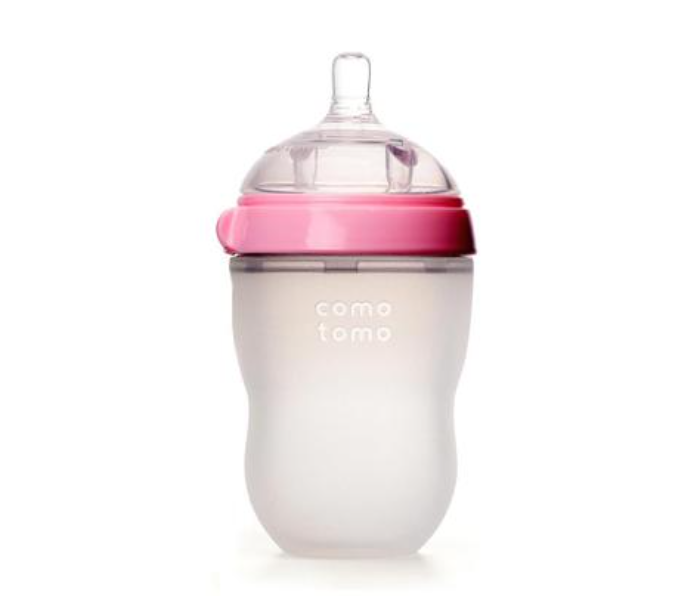 Comotomo EN 50P 250ml Natural Feel Baby Bottle - Pink and White - Zoom Image