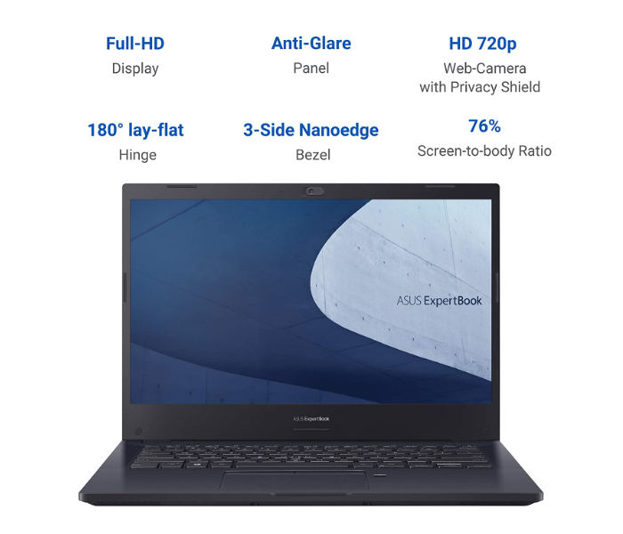 Asus P2451F-EK2151 14 Inch FHD Intel Core i5-10210U Processor 8GB RAM 512GB SSD Intel UHD Graphics DOS - Black - Zoom Image 2