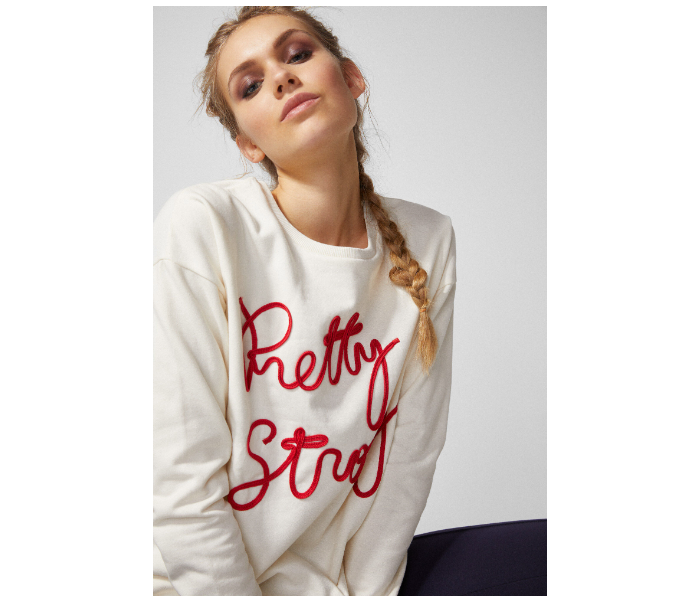 Springfield 108502697 Medium Sweat Shirt for Women - White - Zoom Image 1