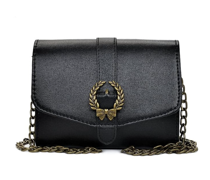 VW Trendz bag171113365 Small Metal Bow Detail Flap Chain Bag - Black - Zoom Image